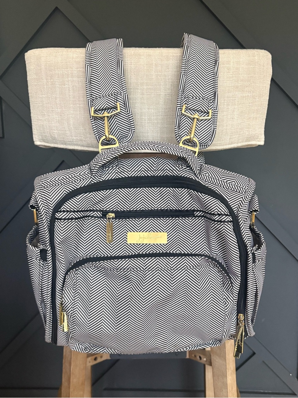JuJuBe BFF Diaper Bag Backpack Herringbone